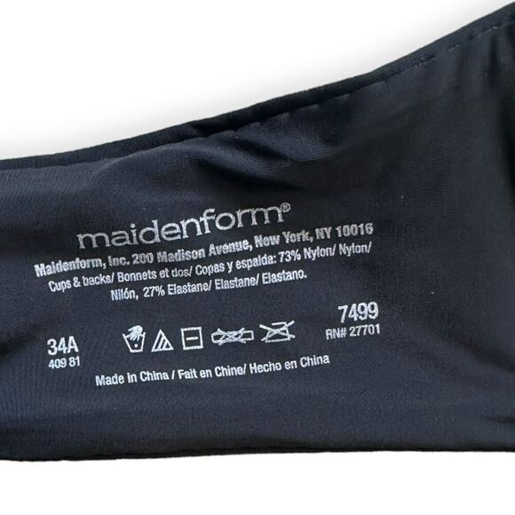 MaidenForm Women's Black One Fab Fit Decadence Push-up T-shirt Bra Size 34A NWT - Picture 3 of 3